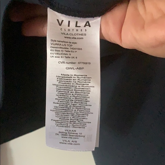 VILA High Neck Clean Blouse Navy Size Small - Picture 9 of 10